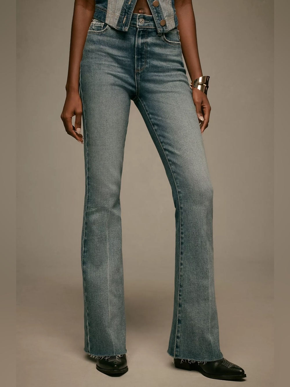 PAIGE Laurel Canyon High-Rise Flare Jeans in Smokey Gray